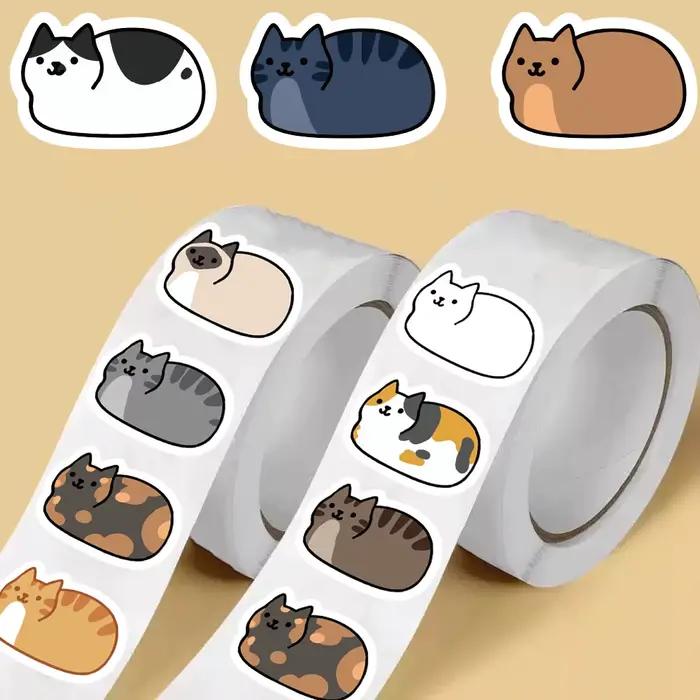 500 pièces Kawaii dessin animé chat Tuo Tuo rouleau autocollants planche à roulettes ordinateur portable bagages