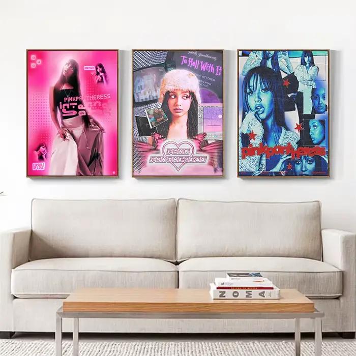 Pop chanteur rose p-panthèreesse Vintage millénaire musique esthétique affiche toile peinture mur Art photos maison dortoir décor