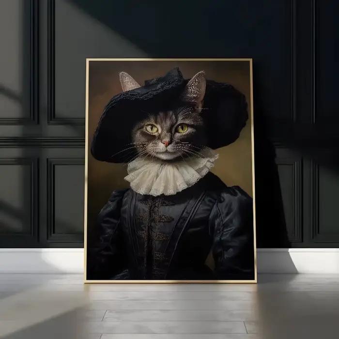 Portrait de chat de la Renaissance Vintage