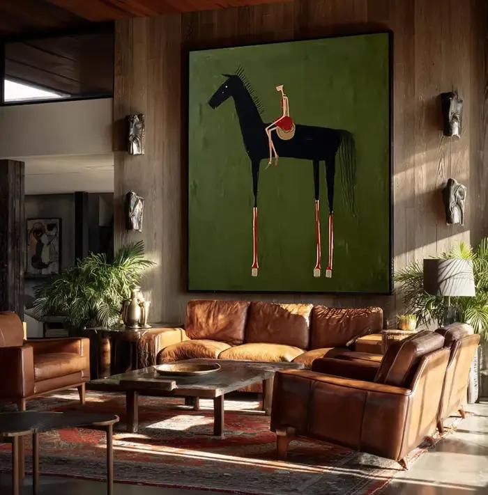 Peinture d'art équestre neutre pour la décoration intérieure