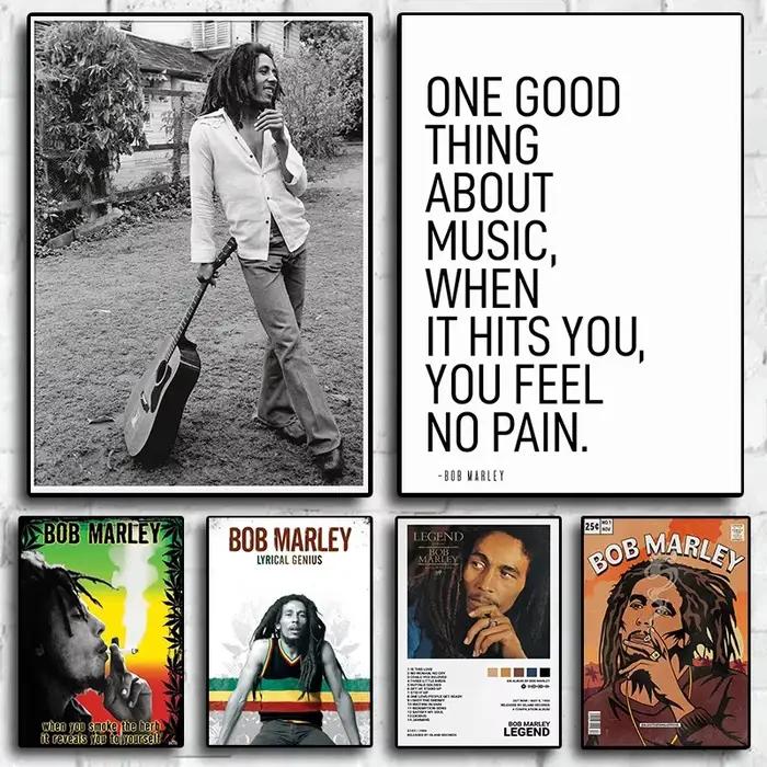 ATIONS-Affiche sur toile vintage du chanteur de rock Volkswagen, Bob Marley, album de musique, JENO Woman No Cry Comic, impression d'art mural, décor de chambre à la maison