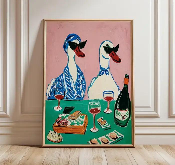 Impression d'art de fête de vin de canard