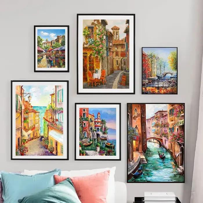 Toile de peinture de paysage de rue de Paris moderne