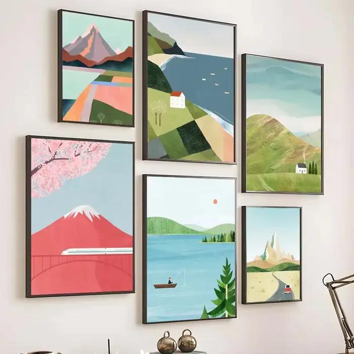 Affiche de paysage tropical de plage de surf d'été