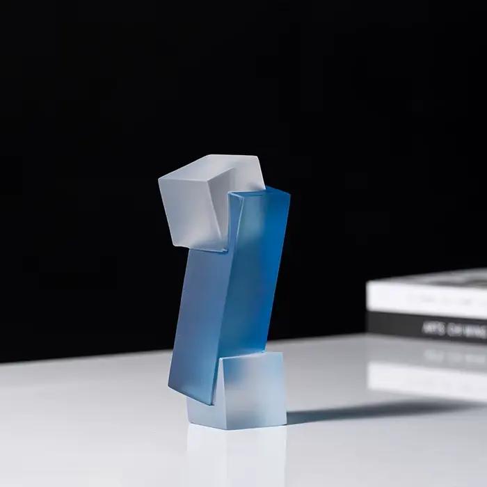 Décor géométrique en acrylique bleu de luxe moderne