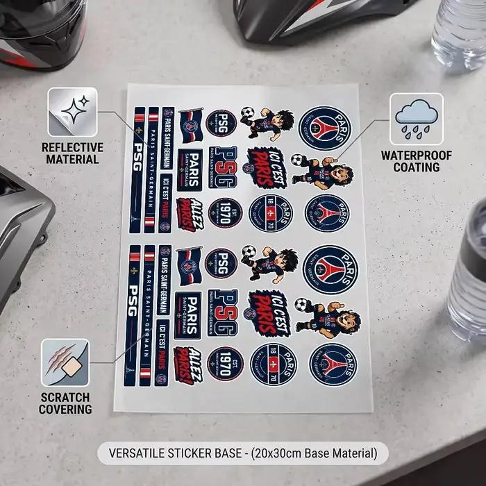 Autocollants réfléchissants universels anti-rayures PSG Fashion pour voiture, moto, casque, tasse, réfrigérateur