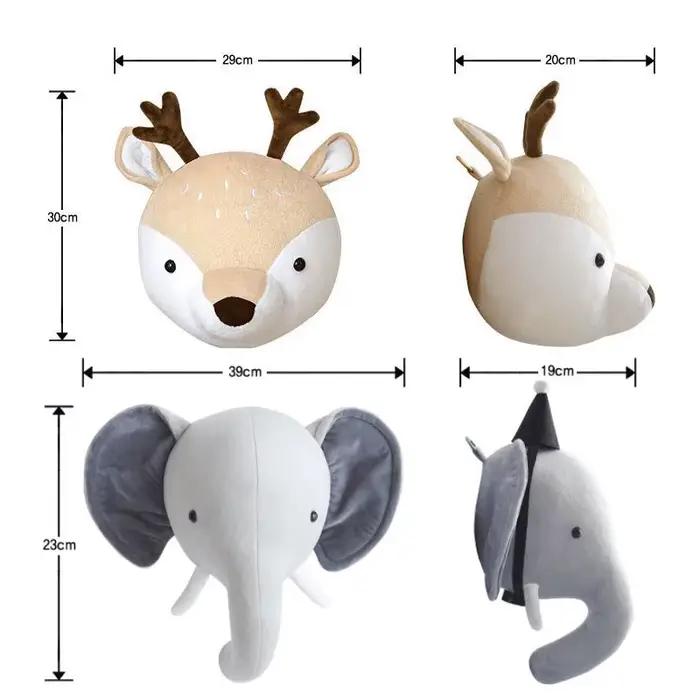 Éléphant licorne ours 3D tête d'animal tenture murale enfants chambre d'enfants décoration