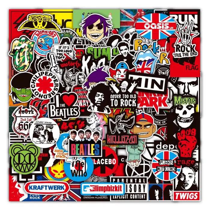 100 autocollants de groupe de rock and roll