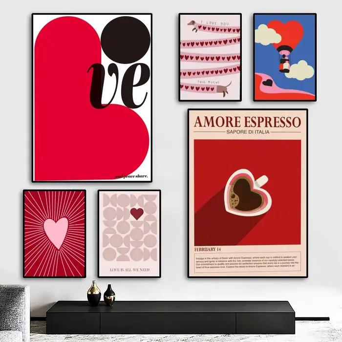 Affiche d'amour rouge pour la saint-valentin