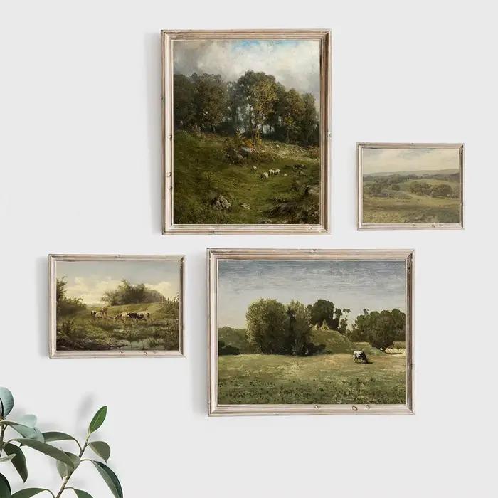 Toile de peinture à l'huile de vache prairie