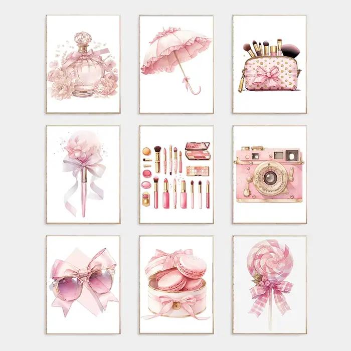 Affiche d'art sur toile rose