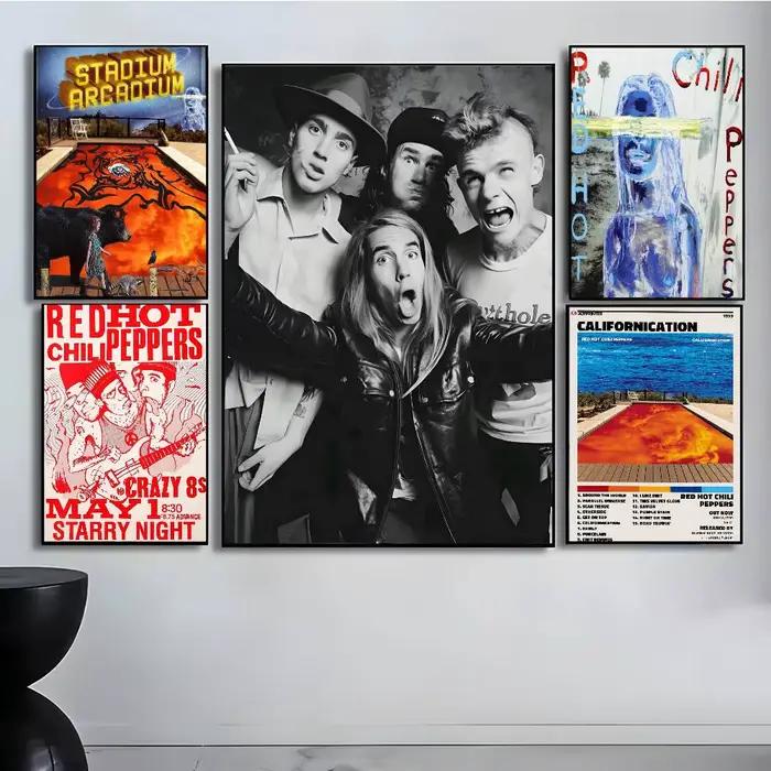Affiche d'art de bande r-rouge Hot C-Chili Peppers avec imprimés