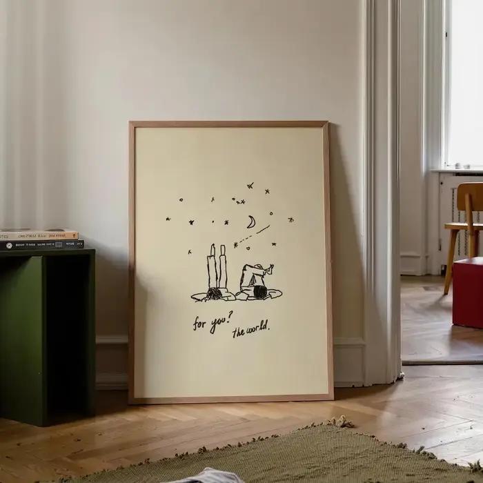 Art mural vertical neutre dessiné à la main pour vous