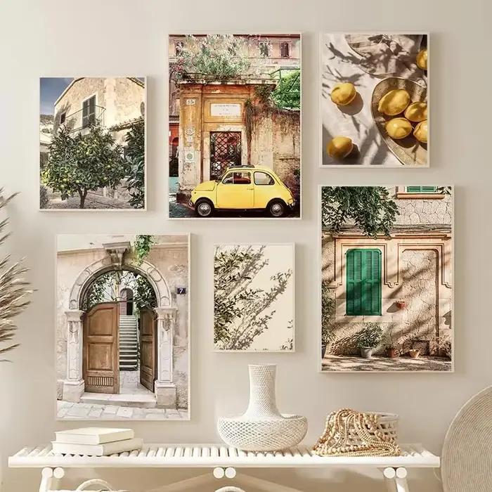 Affiche murale de paysage de jardin de ville italienne d'automne
