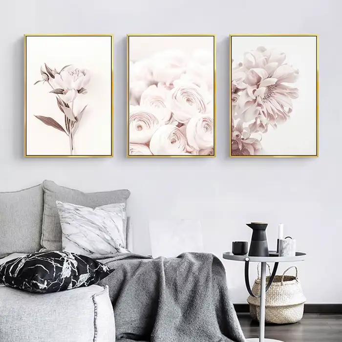 Toile d'art de fleur rose moderne imprimée