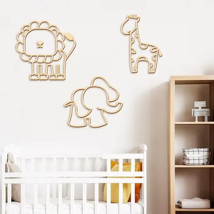 Autocollants muraux animaux en bois