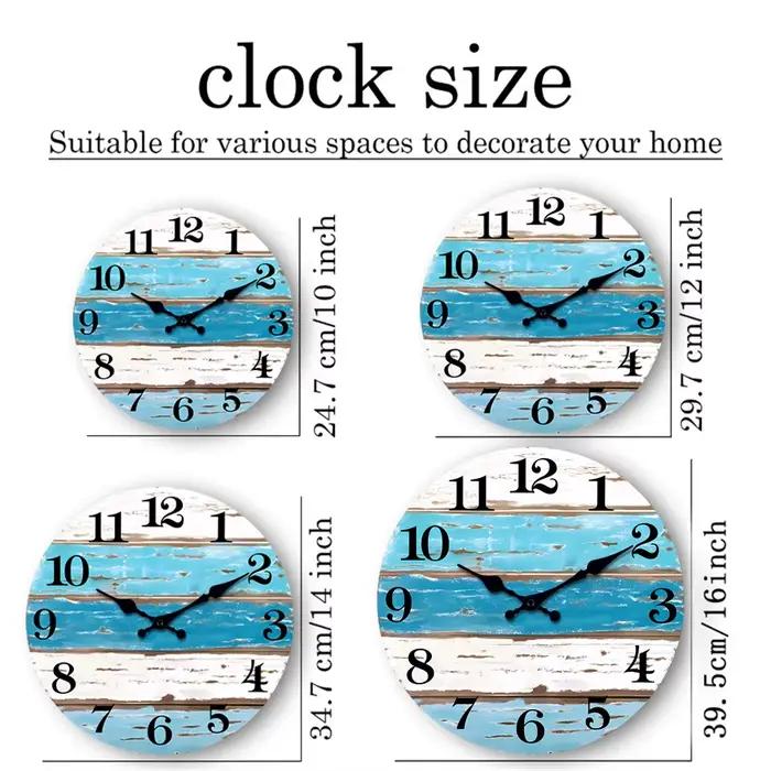 Horloge murale silencieuse en bois de style rétro