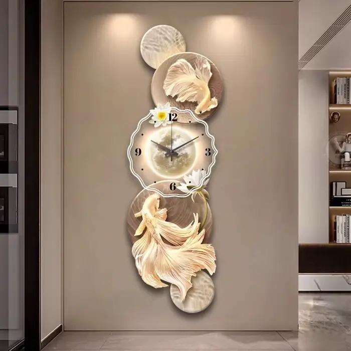Fancy European Luxury Wall Clock Aesthetic Silent Luminous 3d Bedroom