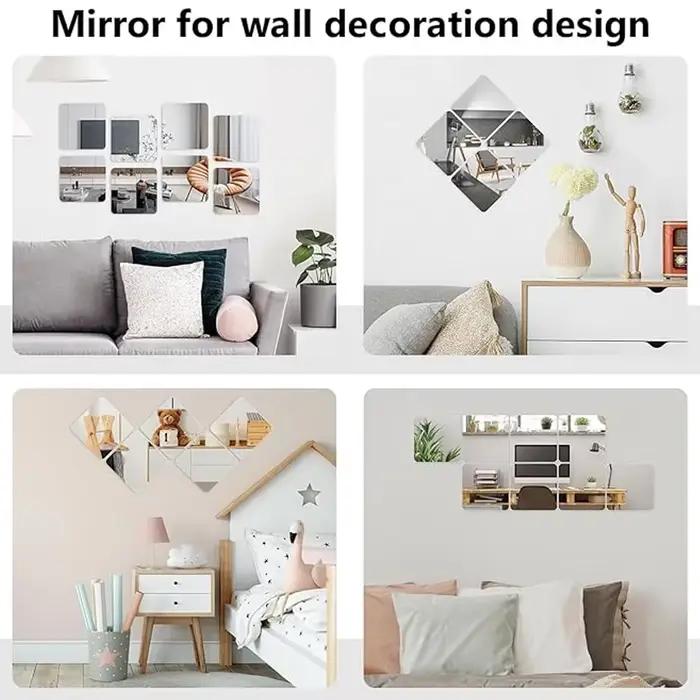 Autocollant mural miroir 3D en acrylique
