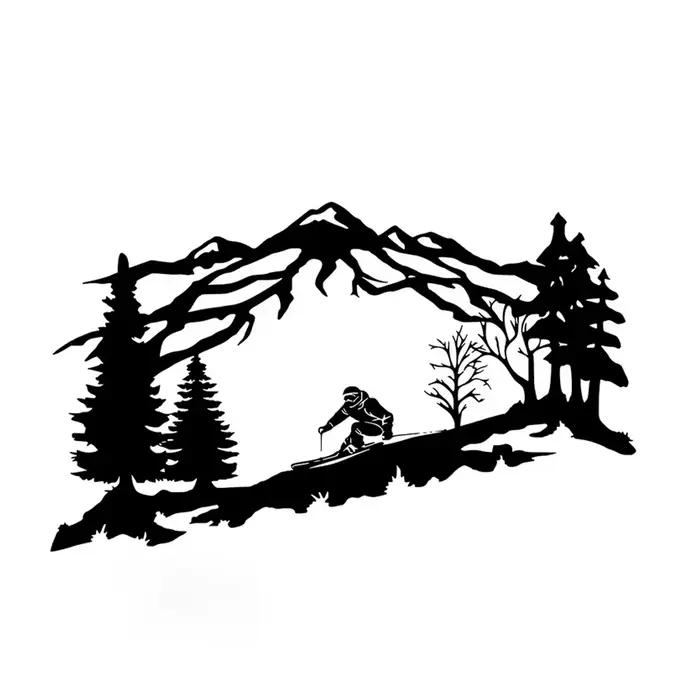 Art mural de skiier en métal