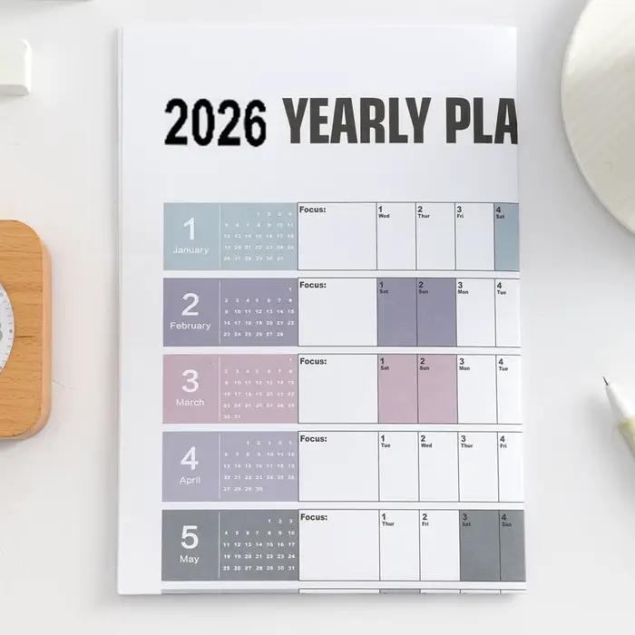 Affiche de calendrier mural annuel 2026 avec autocollants