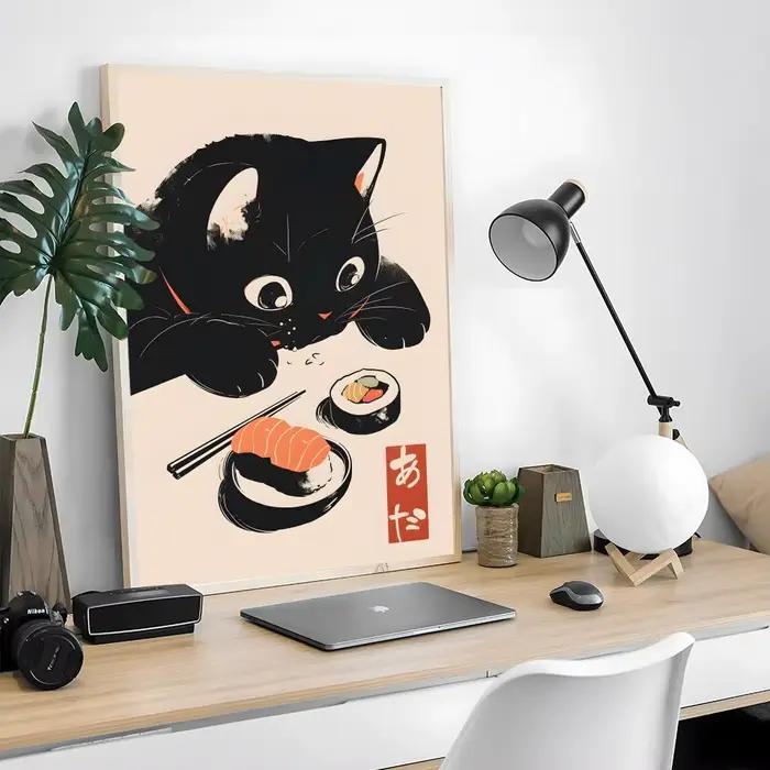 Edacity mignon BlackCat classique Style Vintage affiche Simple décoration autocollant adapté à la maison
