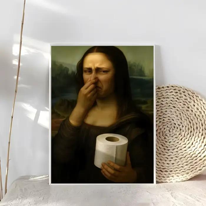Pièce m-mimiques Mona Lisa couvrant le nez peinture calligraphie toile HD affiche mur Art intérieur couloir décoration de la maison vacances