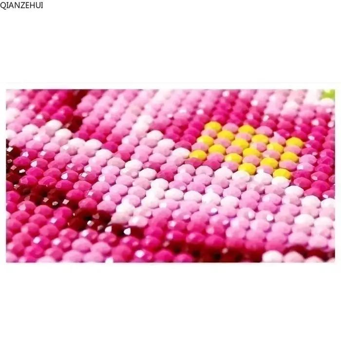 Peinture au diamant ronde avec de grandes pierres violettes