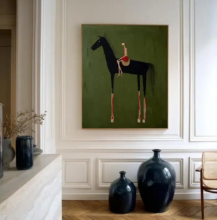 Peinture d'art équestre neutre pour la décoration intérieure