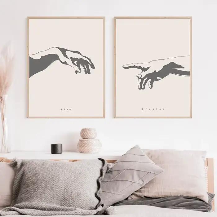 Toile d'art mural Boho gris neutre