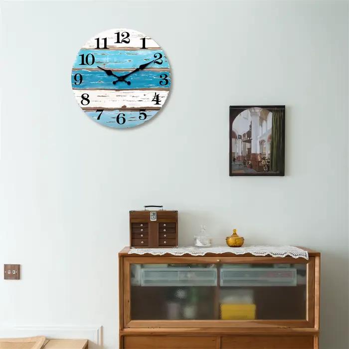 Horloge murale silencieuse en bois de style rétro