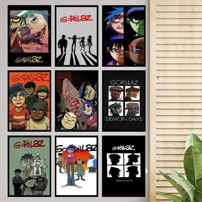 Affiche d'art auto-adhésive de groupe de Rock de dessin animé virtuel Gorillaz