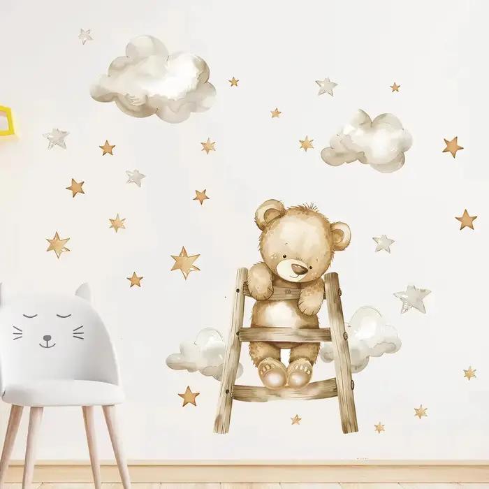 Autocollant mural ballon ours mignon pour enfants