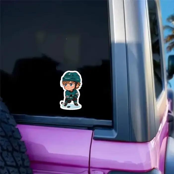 Autocollants imperméables de style Chibi Will Smith Hockey pour décorer les fenêtres de voitures