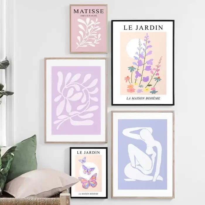 Esthétique Pastel Matisse plantes abstraites fleurs femmes nues mur art toile peinture affiches et impressions style nordique salon ro