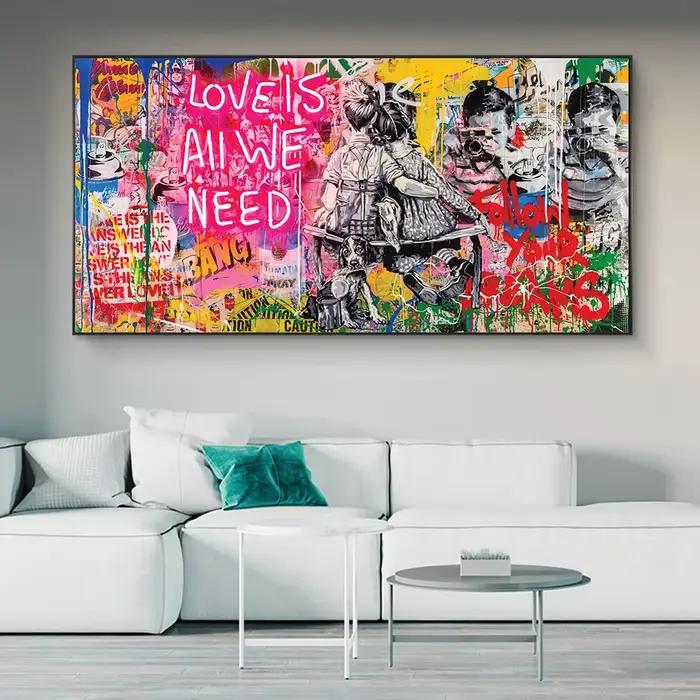 LOVE IS ALL WE NEED – peintures artistiques Graffiti imprimées sur toile