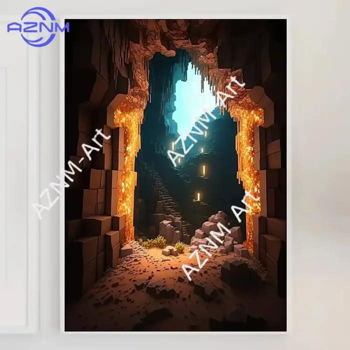 Peinture sur toile Paysage Mine Game Pixel Craft