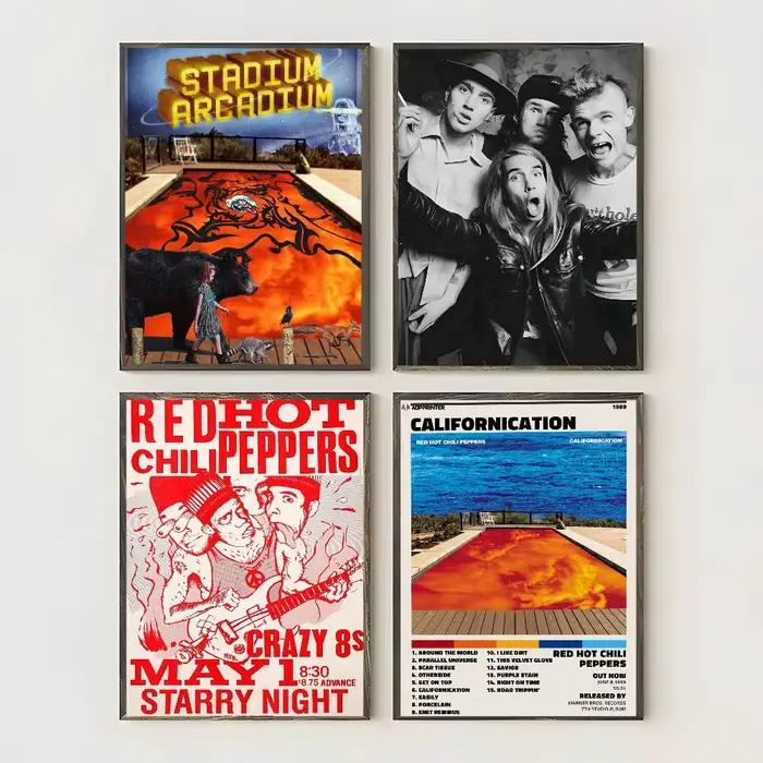 Affiche d'art de bande r-rouge Hot C-Chili Peppers avec imprimés