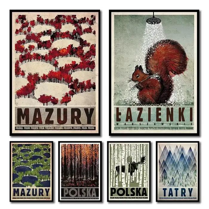 Affiche et impression sur toile rétro originale de Pologne