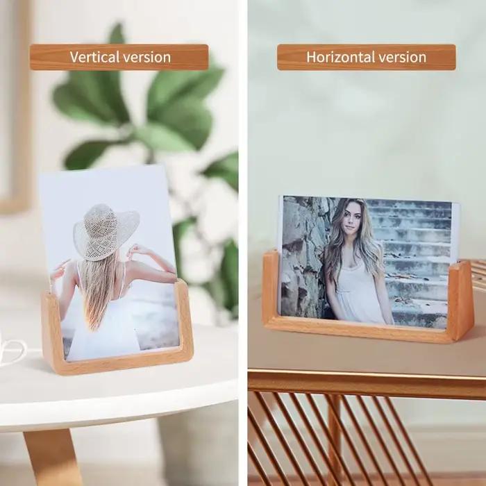 Cadre Photo Nordique en Acrylique et Bois pour Mariage, Décor de Bureau