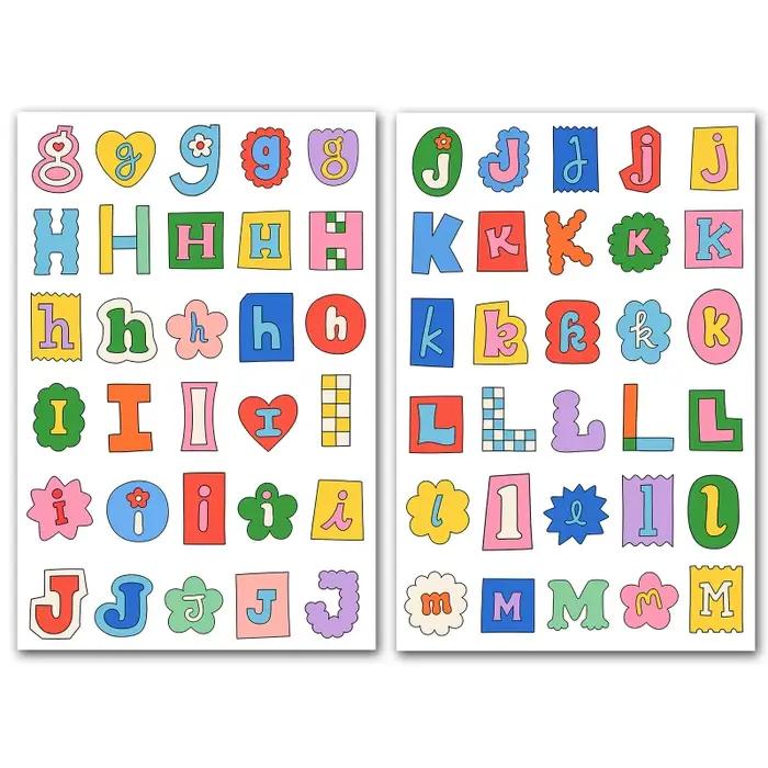 Étiquette autocollante avec symboles de l'alphabet