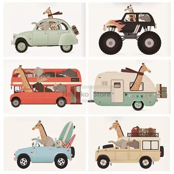 Affiche d'animaux amusants sur voiture