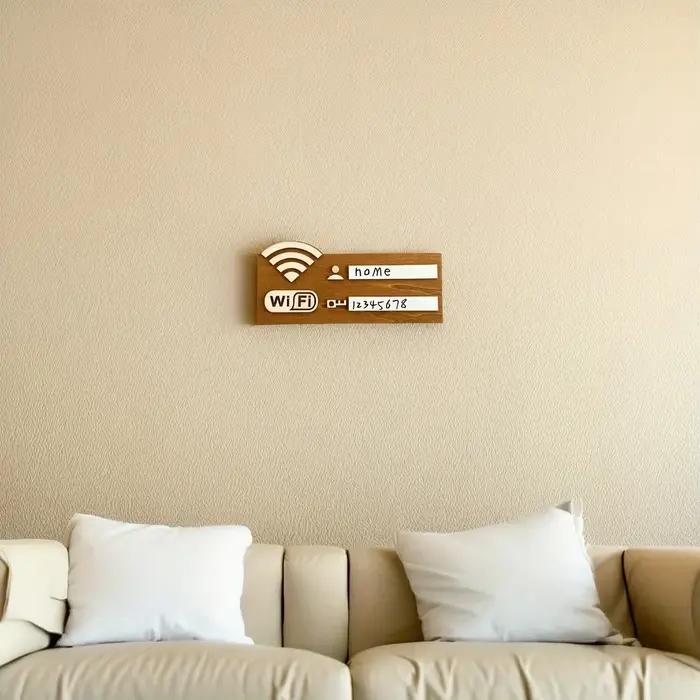 1 plaque rustique en bois pour mot de passe Wi-Fi, indicateur de réseau sans fil vintage à fixer au mur, accessoire de décoration polyvalent pour la maison