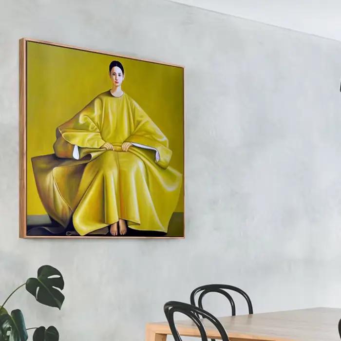 Robe traditionnelle femme Portrait toile peinture mur Art vintage Noble dame affiche et impressions pour salon ethnique décor à la maison