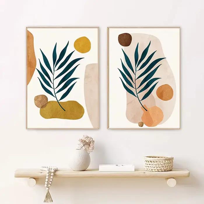 Peinture sur toile de plantes tropicales de couleur Morandi moderne