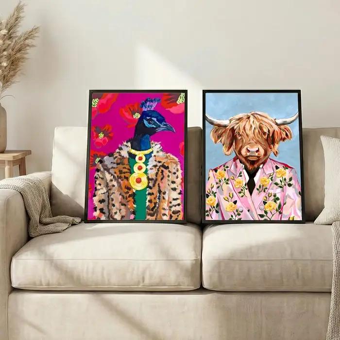 Affiche murale autocollante HD imperméable à l'eau avec peinture à l'huile animale