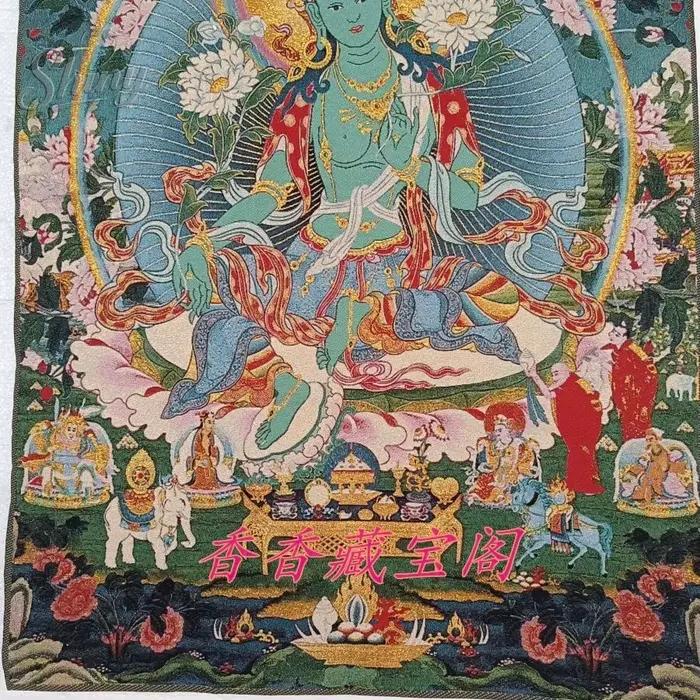 Peinture Thangka Tara verte 35.4 pouces