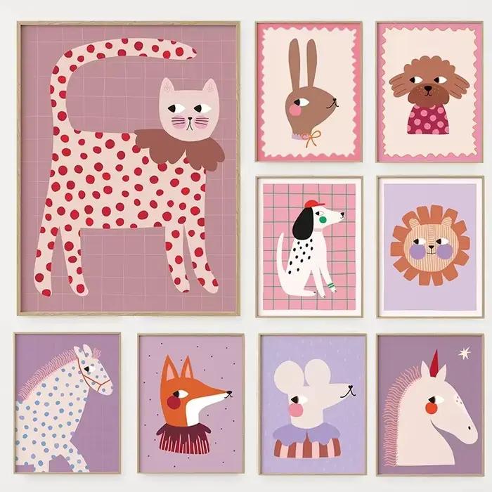 Affiche d'illustration d'animaux mignons de dessin animé