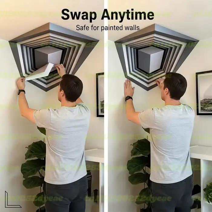 Sticker mural illusion d'optique réinventant la réalité