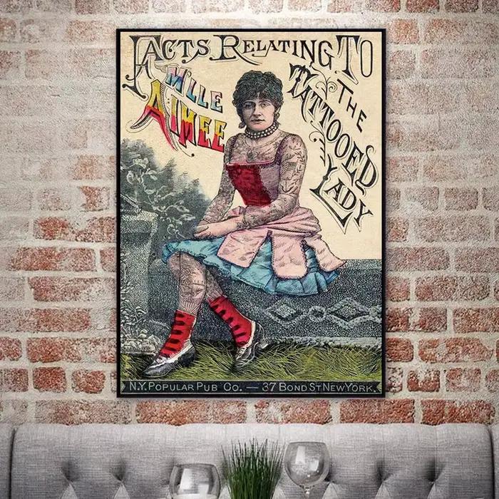 Peinture sur toile classique de dame tatouée vintage